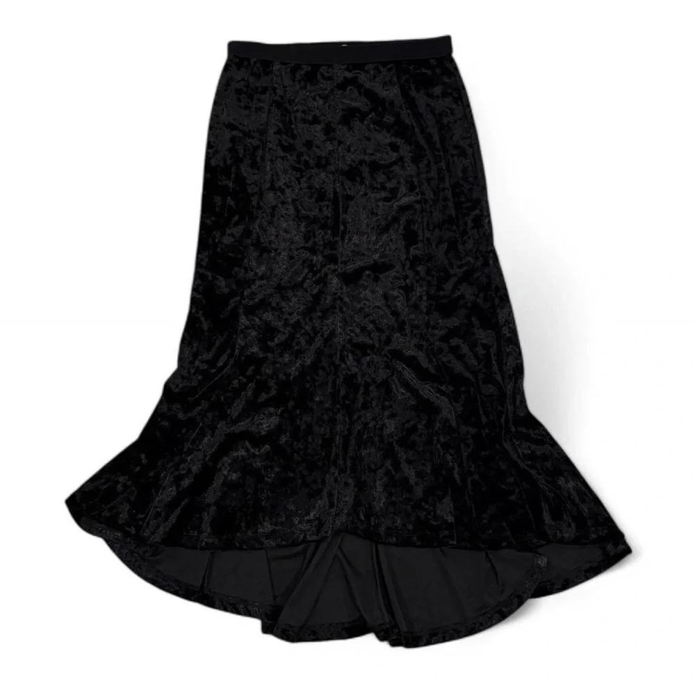 Crushed velvet velour mermaid hi lo skirt by Issac Mizrahi Live!